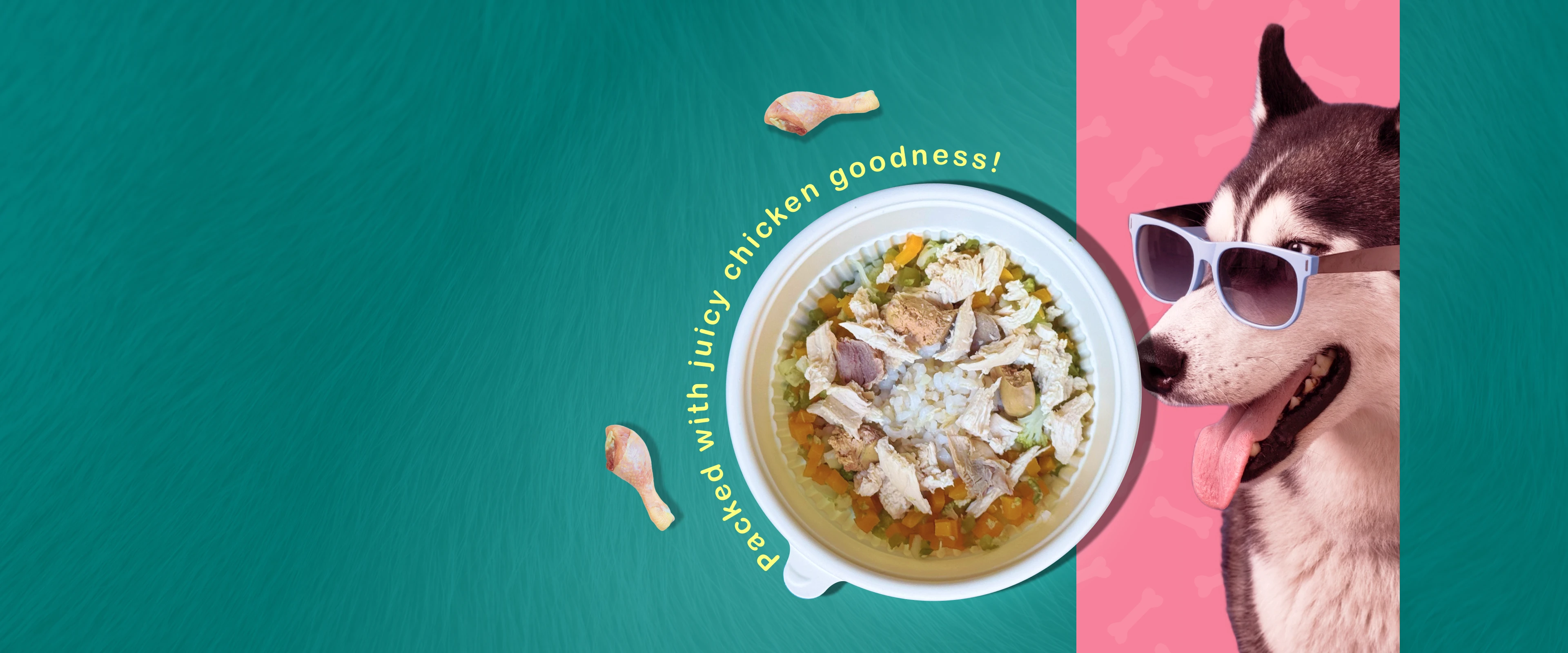 <span style="font-family: 'Brown Cake'; text-shadow: 3px 1px 4px rgb(0 0 0 / 12%); letter-spacing: 1px !important;">Pawfect <span style="color:#FDFF80; font-family: 'Brown Cake';">Chicken</span> Bowl</span>